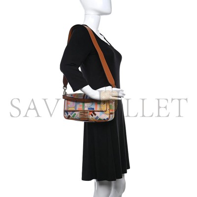 FENDI CANVAS VITELLO KING FF MULTICOLOR EMBROIDERED BAGUETTE MULTICOLOR CUOIO (28*14*6cm) 